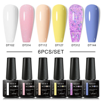 6PCS/SET Glitter Sequins Gel Nail Polish