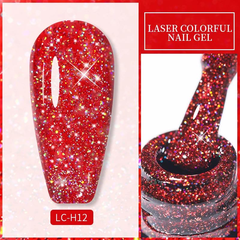 Spring Color Sparkling Sequins Holographic Glitter Gel Nail Polish