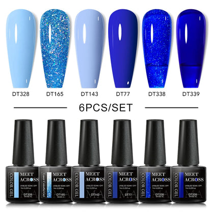 6PCS/SET Glitter Sequins Gel Nail Polish