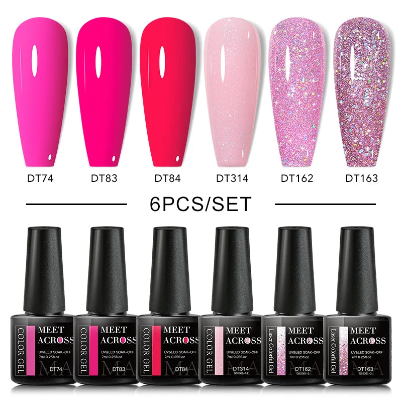 6PCS/SET Glitter Sequins Gel Nail Polish