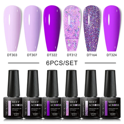 6PCS/SET Glitter Sequins Gel Nail Polish