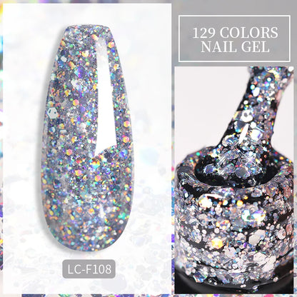 Spring Color Sparkling Sequins Holographic Glitter Gel Nail Polish