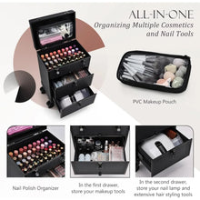 Load image into Gallery viewer, Professional 3 in 1 Rolling Makeup Case
