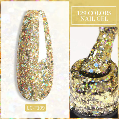 Spring Color Sparkling Sequins Holographic Glitter Gel Nail Polish