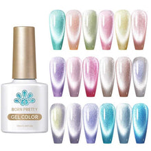 Load image into Gallery viewer, Sea Blue Crystal Transparent Aurora Magnetic Gel Nail Polish
