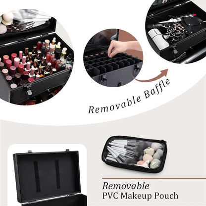 Professional 3 in 1 Rolling Makeup Case