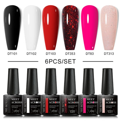 6PCS/SET Glitter Sequins Gel Nail Polish