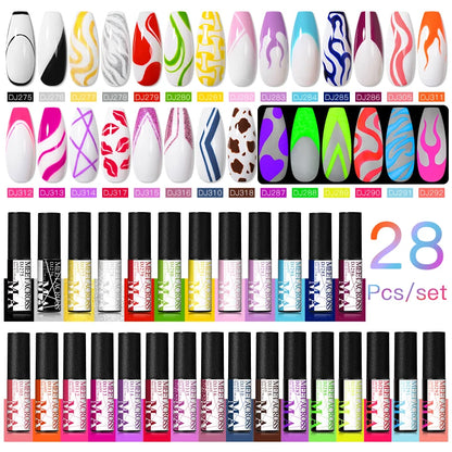 28Pcs/Set Colorful Line Gel Nail Polish